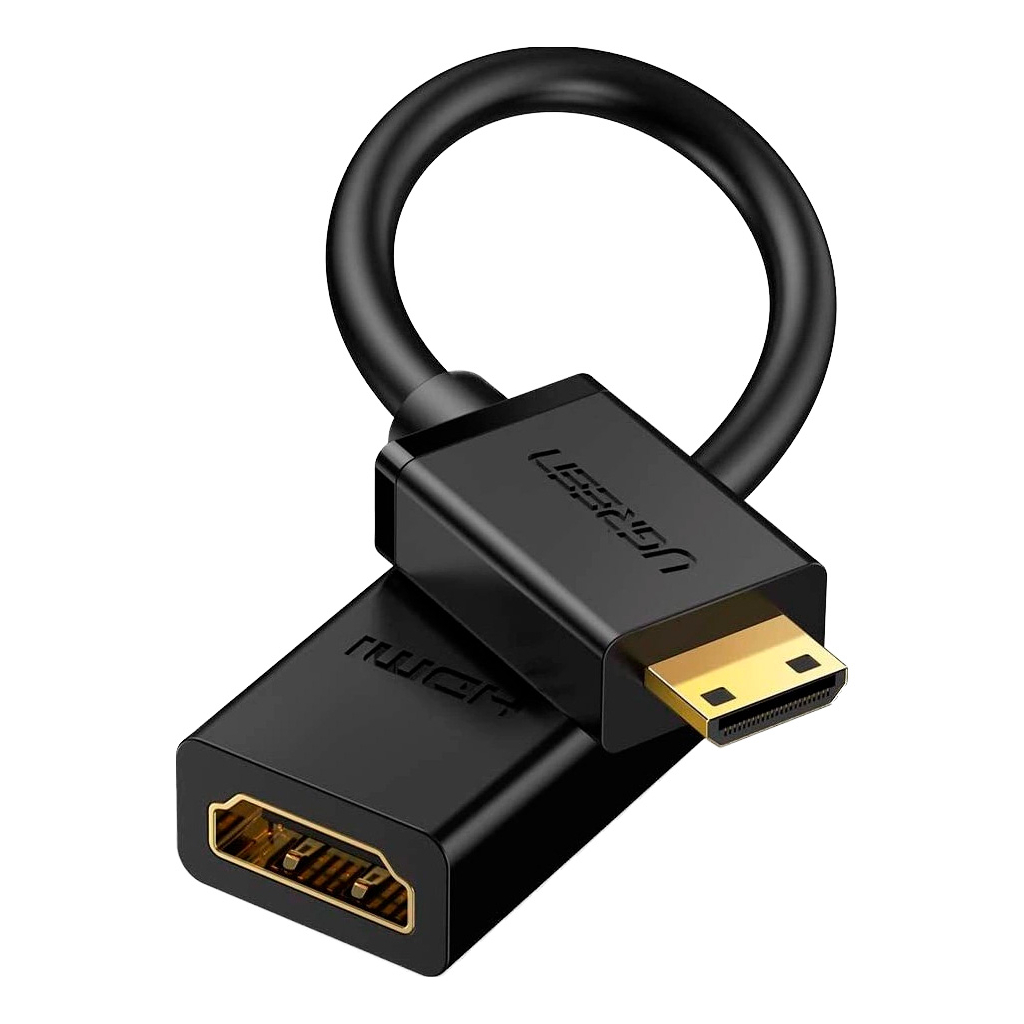 Перехідник Mini HDMI M to HDMI F 0.22m black Ugreen (20137)