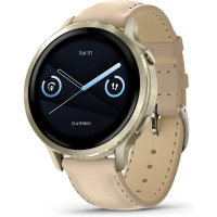 Смарт-годинник Garmin Venu 4 (41mm), Beige w/ Lunar Gold + Leather, GPS смарт-годинник (010-03013-03)