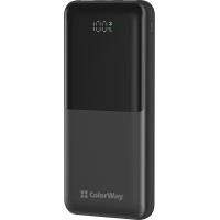 Батарея універсальна ColorWay 10 000 mAh PD/22.5W, QC/3.0, LCD, Black (CW-PB100LPB3BK-PDD)