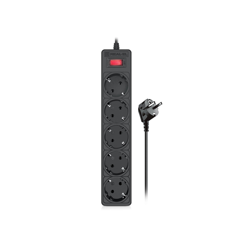 Мережевий фільтр живлення REAL-EL RS-Protect 505, 3m, black (EL122300045)