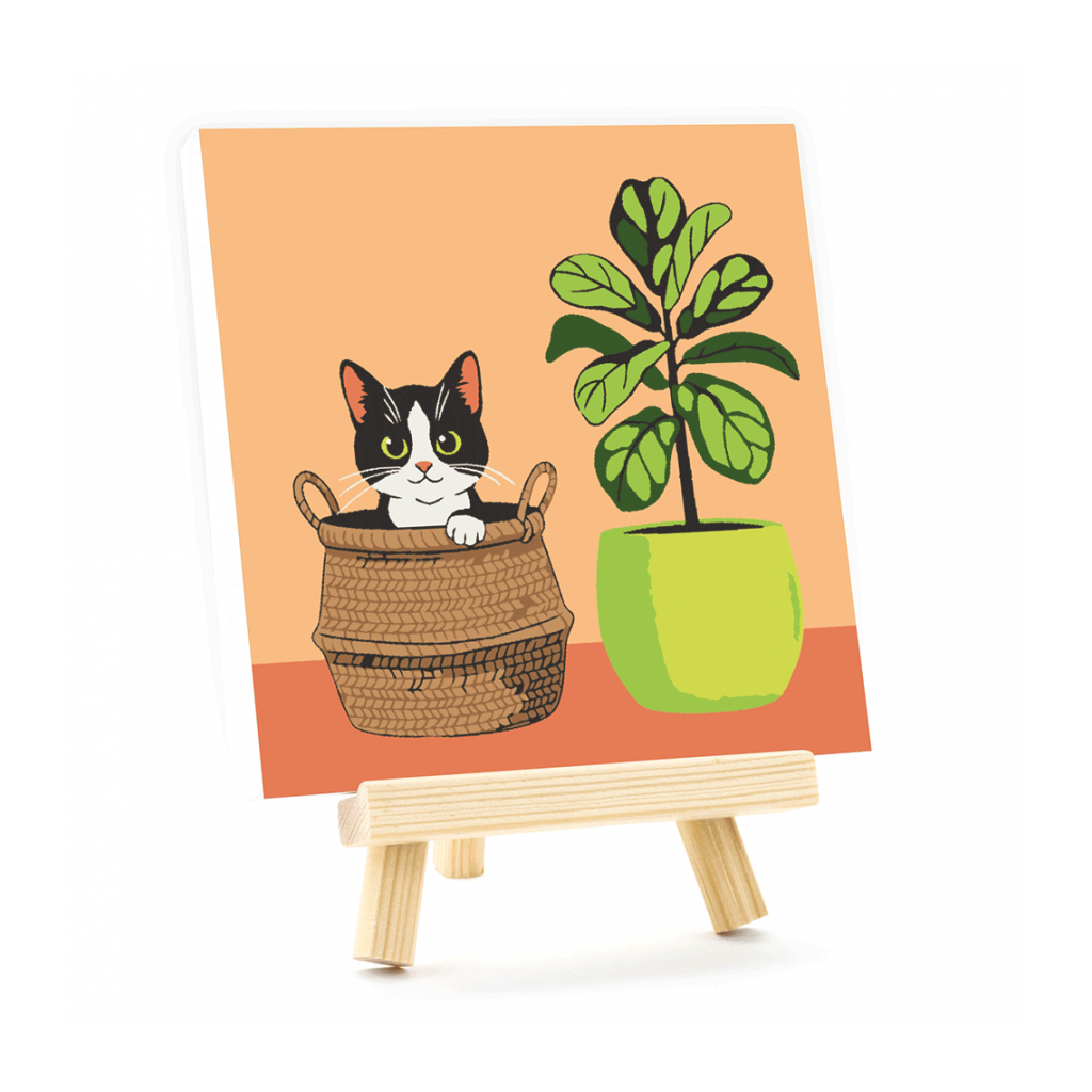 Картина по номерам Rosa Кошеня у вазоні, 15х15см, з мольбертом (4823098548584)