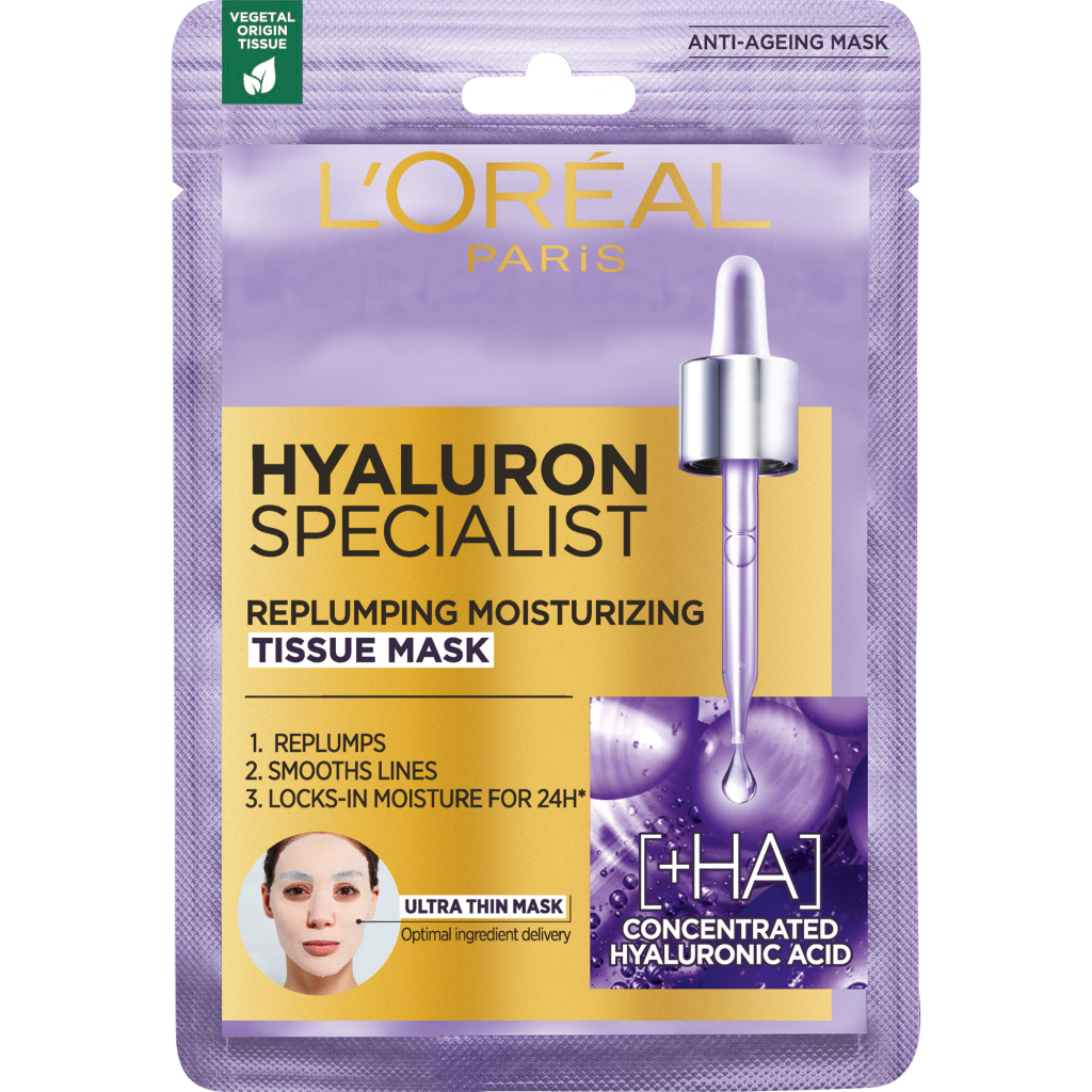 Маска для обличчя L'Oreal Paris тканинна Гіалурон експерт 30 г (3600523823079/3600524050986)