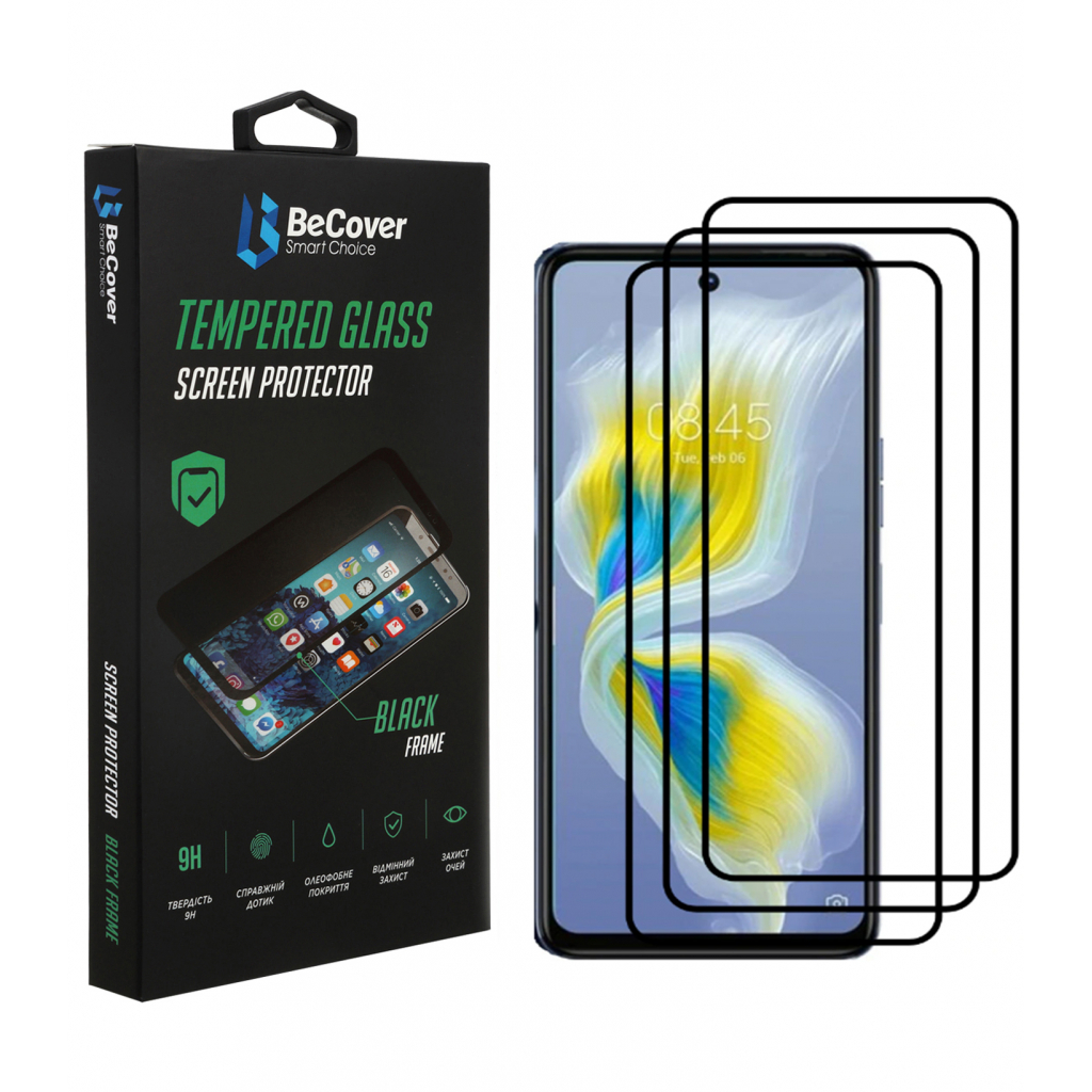 Скло захисне BeCover Tecno Camon 18 Premier Black (707327) Скло захисне BeCover Tecno Camon 18 Premier Black (707327)