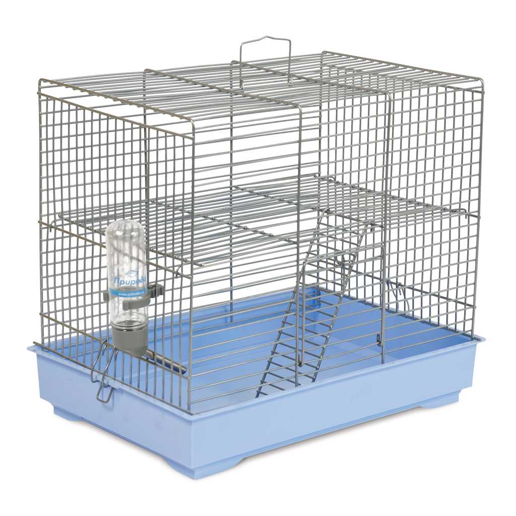 Клітка для гризунів Природа "Міккі" 37x25x30 см з драбинкою хром/світло-блакитна (4823082415144)