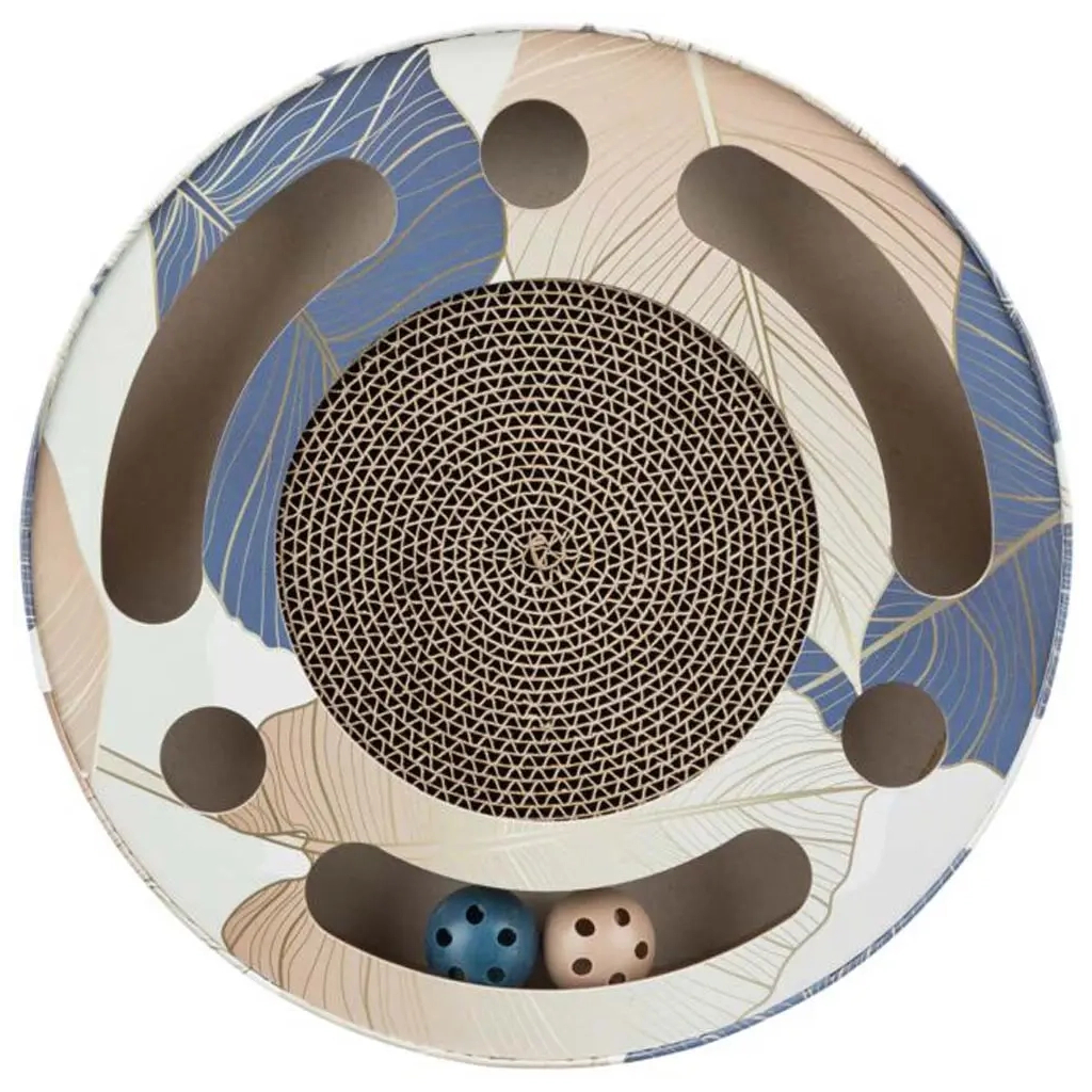 Дряпка (кігтеточка) для котів Trixie картонна з м'ячиками та м'ятою 33×5.5 см (синя) (4011905480046)