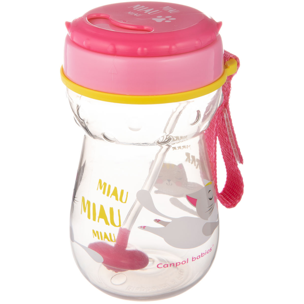 Поїльник-непроливайка Canpol babies зі складаною силікон. трубочкою 350 мл Котик Рожевий (56/521) Поїльник-непроливайка Canpol babies зі складаною силікон. трубочкою 350 мл Котик Рожевий (56/521)