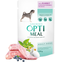 Wet food for dogs Optimeal with rabbit and blueberries in sauce 100 g (4820215369855)