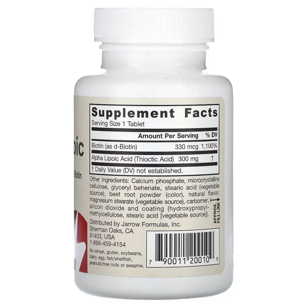 Антиоксидант Jarrow Formulas Альфа-Ліпоєва кислота з біотином, 300 мг, Alpha Lipoic Sustain, 60 (JRW-20010)