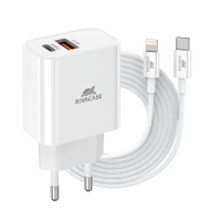 Зарядний пристрій RivaCase 2хUSB-А + Type-C PD 20W+QC3.0 кабель Type-C-Lighting white (PS4102 WD5 (White))