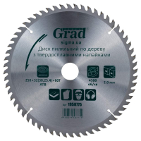 Saw disc Grad for wood with carbide tips 250×32(30;25.4)×60T GRAD (1958775) (1958775)