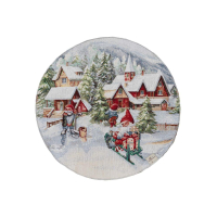 Table napkin Provence tapestry with velor Snow winter D 35 cm (036442)