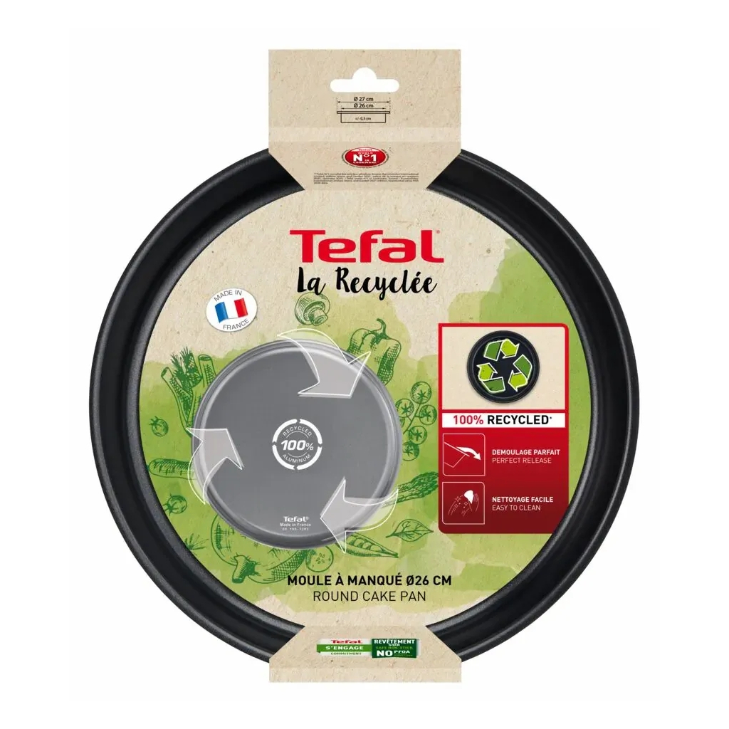 Форма для випікання Tefal La Recyclee, кругла, 26см, алюміній, чорний (J5709702)