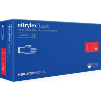 Медичні рукавички Mercator Medical Nitrylex Basic Нітрилові Неопудрені діагностичні Розмір L Сині 100 шт. (3.1007) (5906615004639/5906615035497)