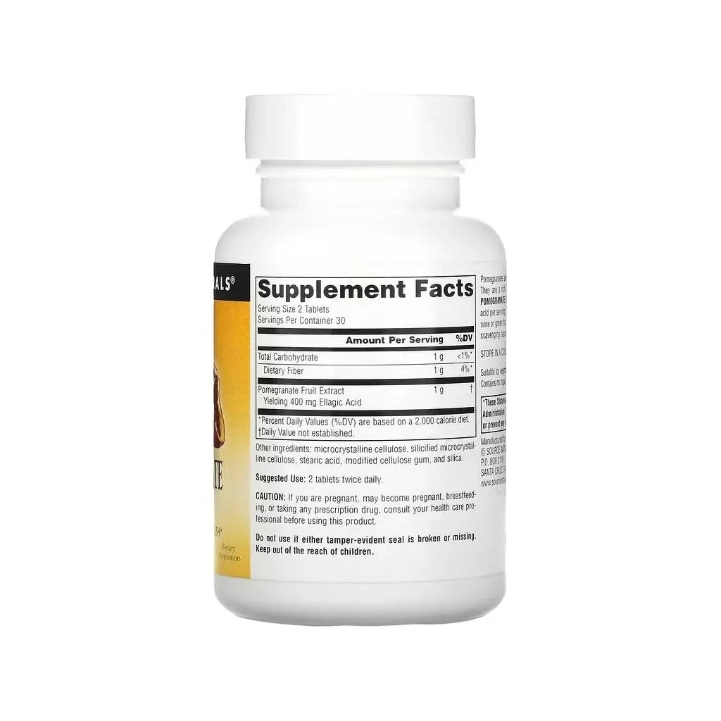 Трави Source Naturals Екстракт гранату, 500 мг, Pomegranate Extract, 60 таблеток (SNS-01627)