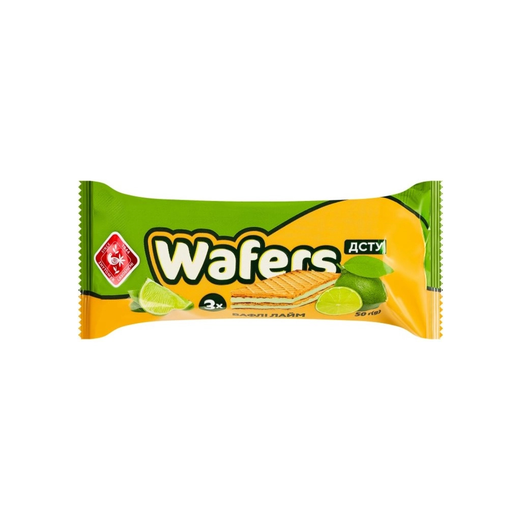 Вафлі Житомирські ласощі з начинкою Wafers лайм 50 г (4823103009536)