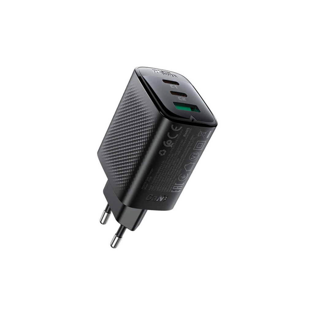 Зарядний пристрій Acefast 2xUSB-C + 1xUSB 67W GaN black (6974316284048) Зарядний пристрій Acefast 2xUSB-C + 1xUSB 67W GaN black (6974316284048)