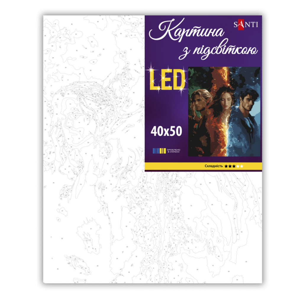 Картина по номерам Santi Шипи та троянди Між двох стихій 40х50 см LED підсвітка (956648)