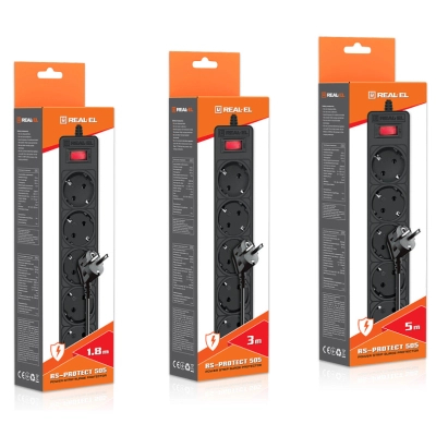 Мережевий фільтр живлення REAL-EL RS-Protect 505, 5m, black (EL122300046)