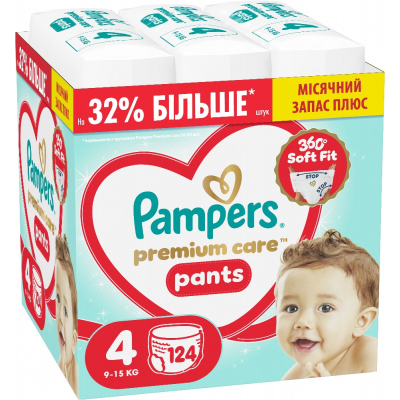 Підгузки Pampers Premium Care Pants Розмір 4 (9-15 кг) 124 шт (8006530315852)