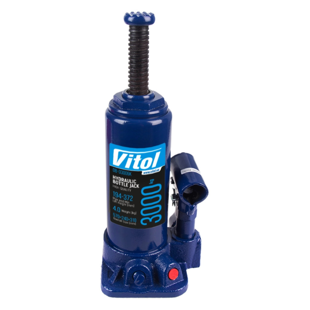 Домкрат Vitol DB-03006K/T90304S, телескопічний, гідравлічний, 3т, min 194мм, max 372мм, валіза (DB-03006K) Домкрат Vitol DB-03006K/T90304S, телескопічний, гідравлічний, 3т, min 194мм, max 372мм, валіза (DB-03006K)