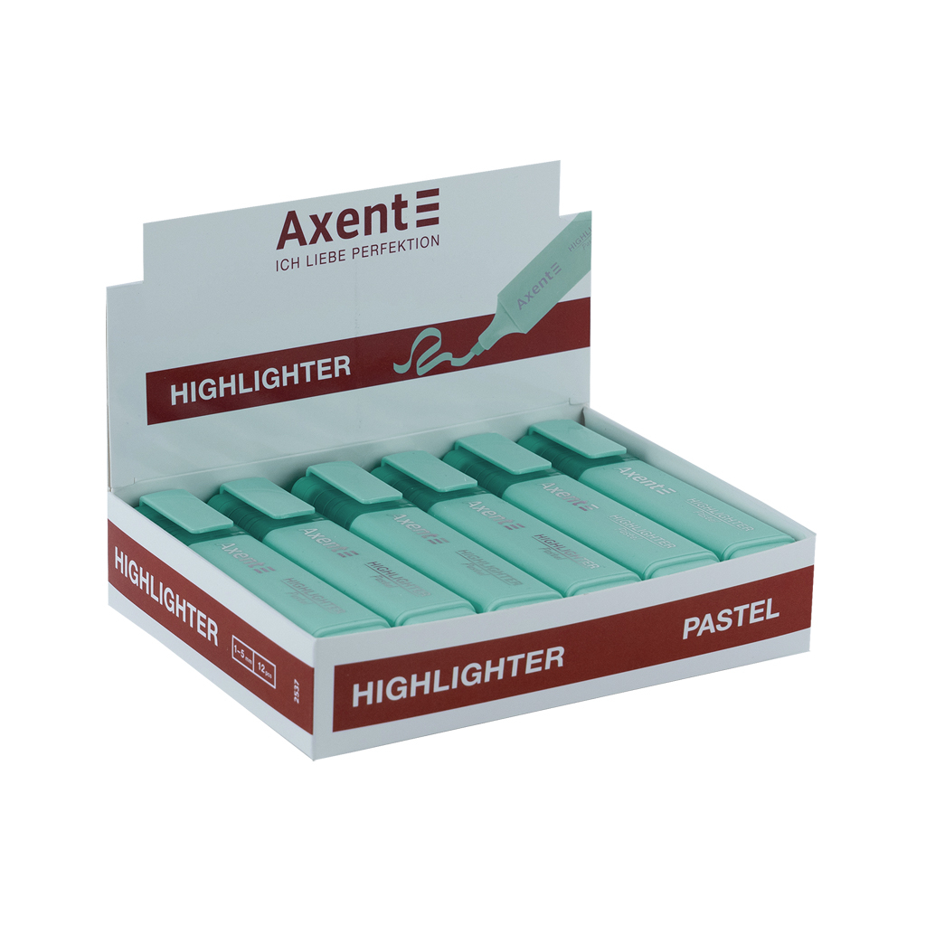 Маркер Axent Highlighter 2537-A, 1-5 мм клиноп. пастель бірюзовий (2537-09-A) Маркер Axent Highlighter 2537-A, 1-5 мм клиноп. пастель бірюзовий (2537-09-A)