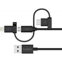 Дата кабель USB 2.0 AM to Lightning + Micro 5P + Type-C 1.2m Universal Belkin (F8J050BT04-BLK)