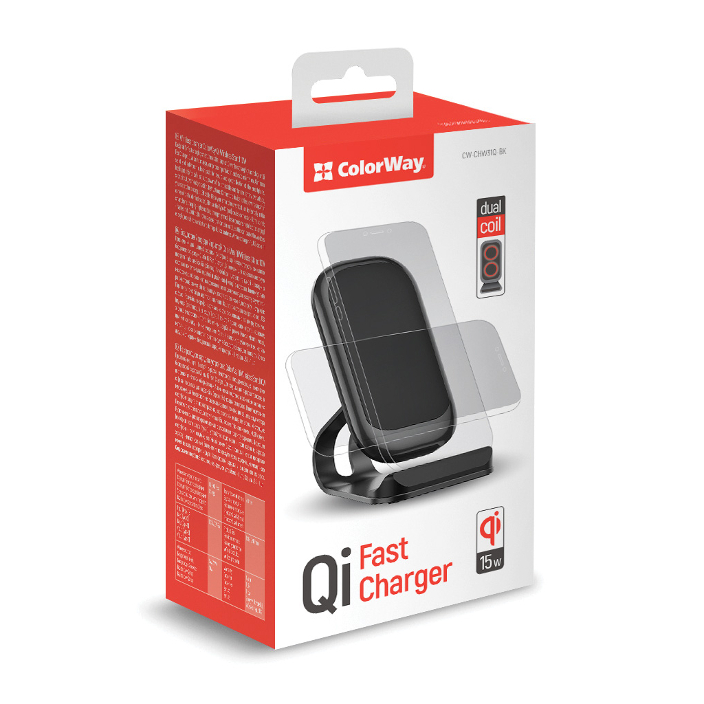 Зарядний пристрій ColorWay Wireless Stand 15W Black (CW-CHW31Q-BK) Зарядний пристрій ColorWay Wireless Stand 15W Black (CW-CHW31Q-BK)