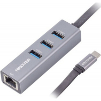 Концентратор Maxxter Type-C to Gigabit Ethernet, 3 Ports USB 3.0 (NECH-3P-02)