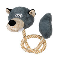 Dog toy GiGwi Eco Friendz Wolf with squeaker and rope 76 cm (2238)