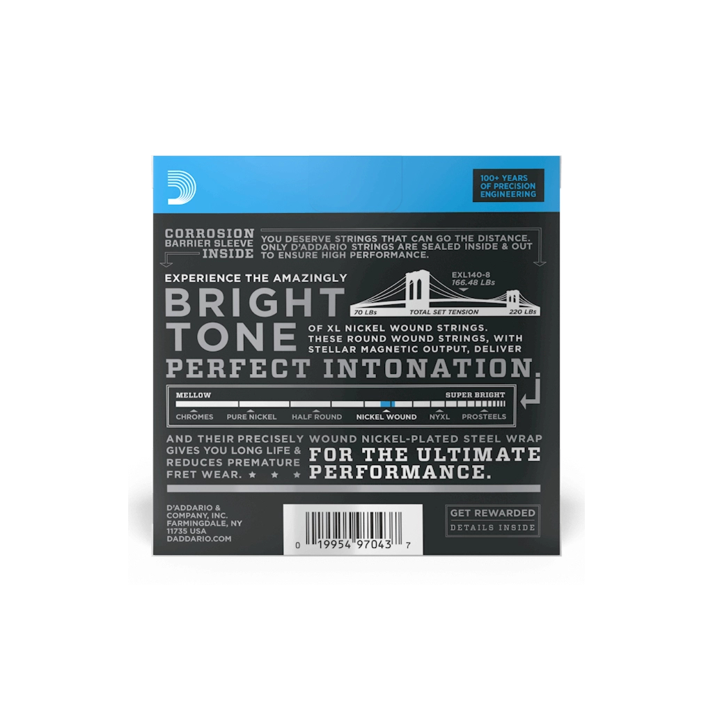Струни для гітари D'Addario XL Nickel Wound Light Top / Heavy Bottom (10-52) (EXL140)