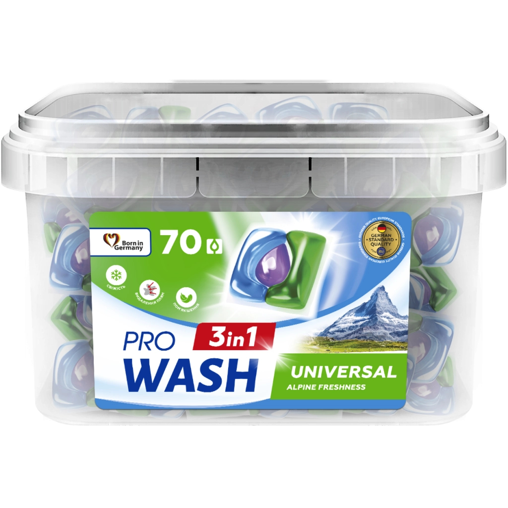 Капсули для прання Pro Wash Universal Альпійська свіжість 70 шт. (4823128004974)