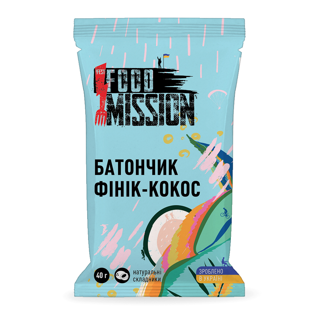 Батончик Food Mission Кокосовий 40 г (fm.30658)