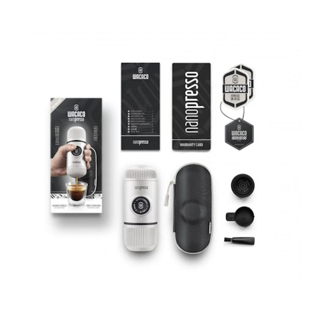 Кавоварка кемпінгова Wacaco Nanopresso з чохлом біла (WNANOWH) Кавоварка кемпінгова Wacaco Nanopresso з чохлом біла (WNANOWH)