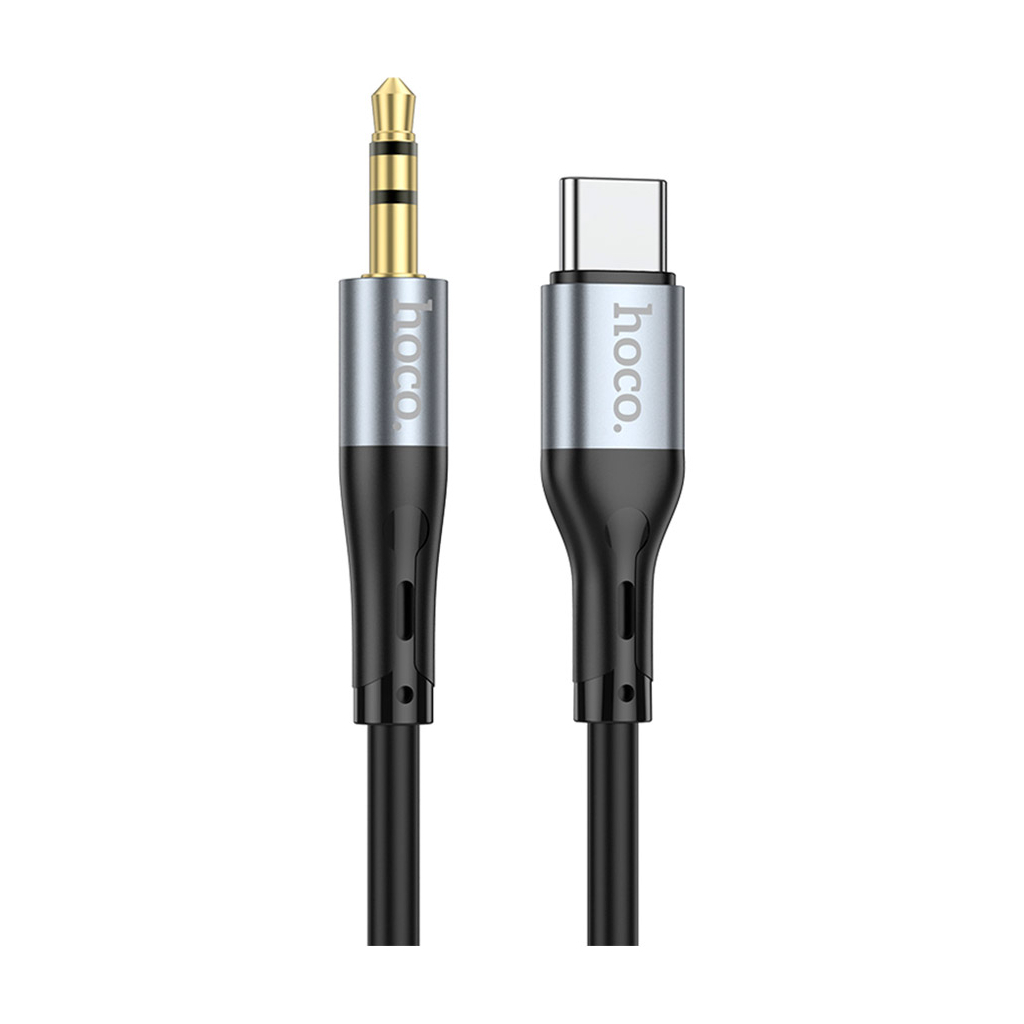 Кабель мультимедійний USB-C to 3.5mm M 1.0m silicone black HOCO (6931474769497)