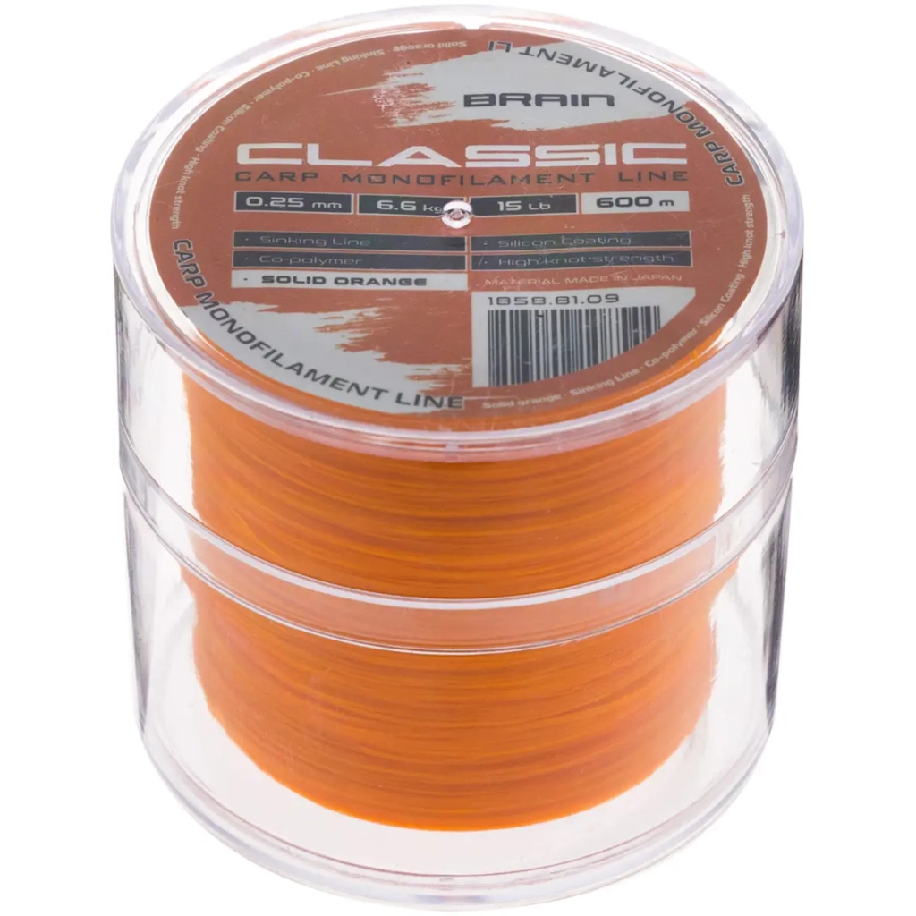 Волосінь Brain Classic Carp Line (solid orange) 600m 0.25mm 15lb 6.6kg (1858.81.09) Волосінь Brain Classic Carp Line (solid orange) 600m 0.25mm 15lb 6.6kg (1858.81.09)