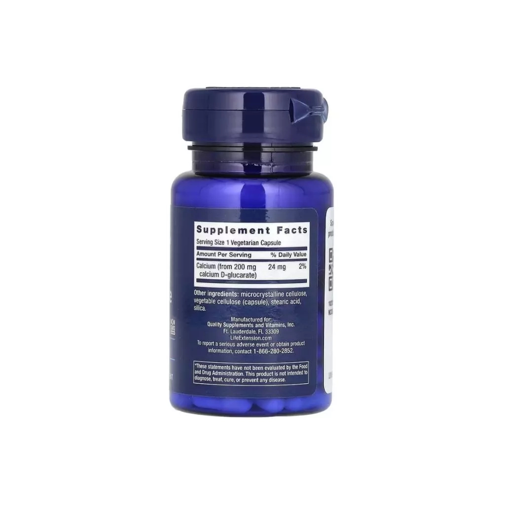 Вітамінно-мінеральний комплекс Life Extension D-глюкарат кальцію, 200 мг, Calcium D-Glucarate, 60 вегетаріанських (LEX-16516)