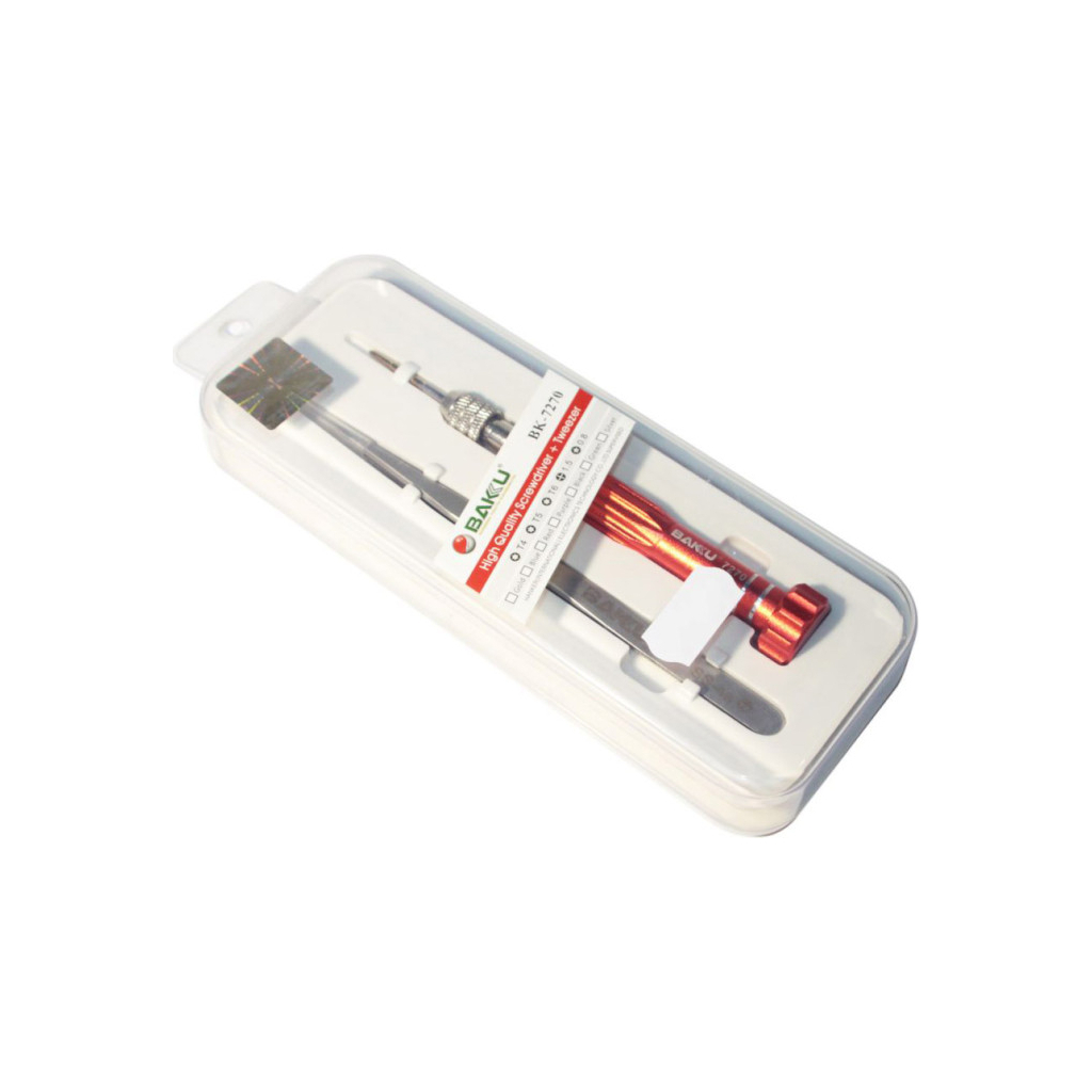 Набір інструментів Bakku BK-7270 T4,T5,T6,зведа 0.8,крест 1.5,пинцет, Blister (BK-7270) Набір інструментів Bakku BK-7270 T4,T5,T6,зведа 0.8,крест 1.5,пинцет, Blister (BK-7270)