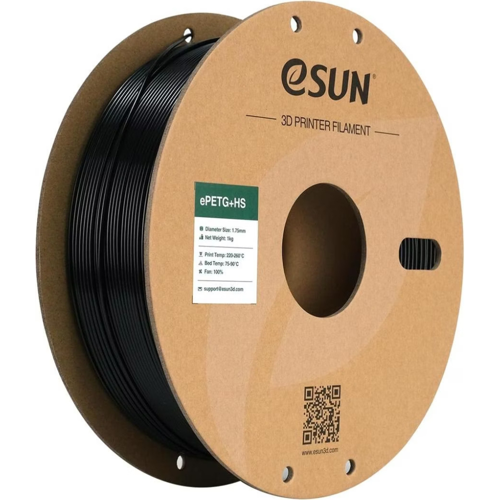 Пластик для 3D-принтера eSUN ePETG+HIGH SPEED 1,75mm 1kg SOLID BLACK (EPETG+HS-P175SB1)