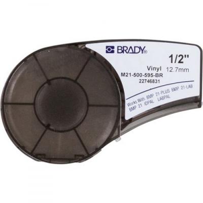 Brady vinyl label printer tape, 12.7mm/6.4m. white on brown (M21-500-595-BR)
