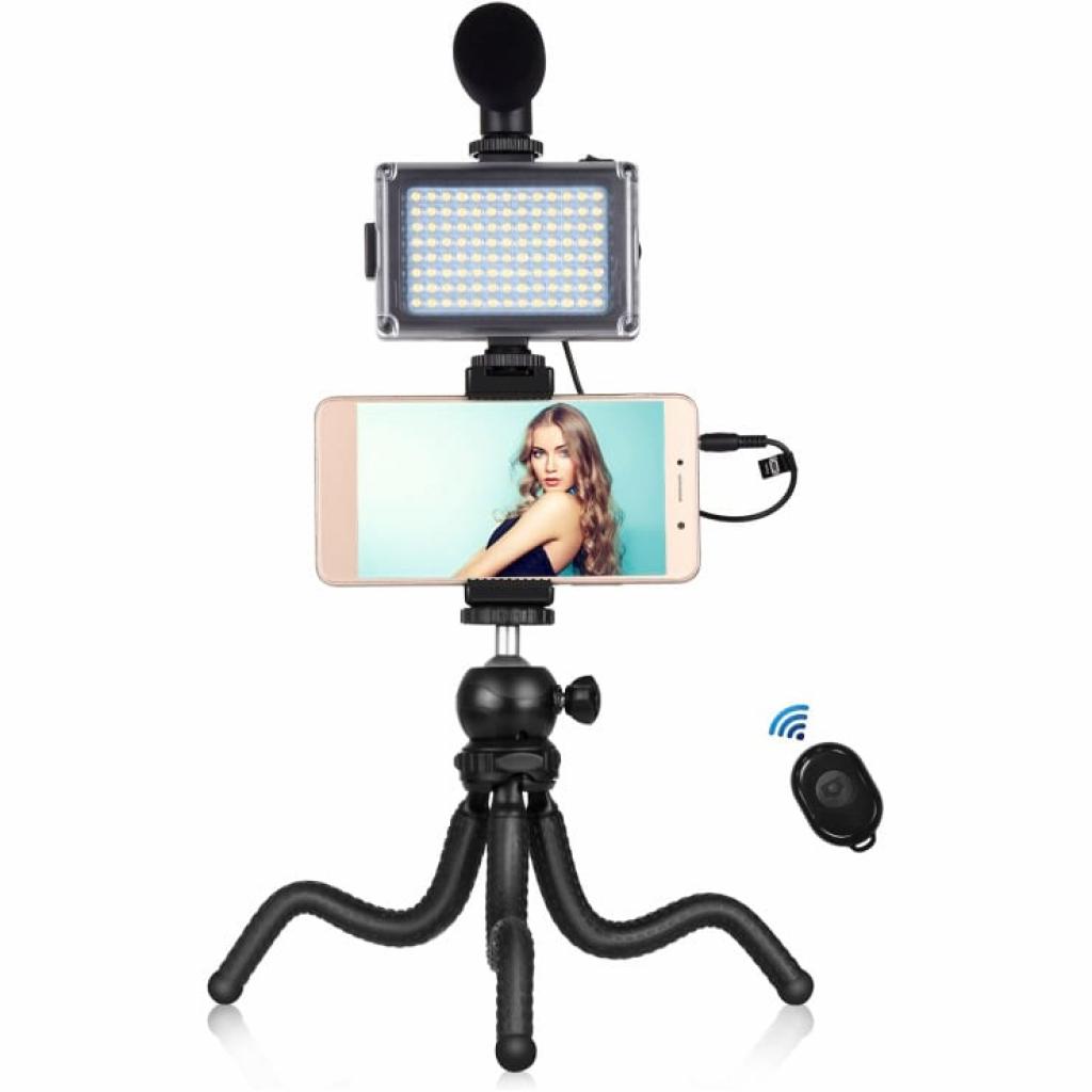 Набір блогера Puluz 4in1 (light, mount, phone holder, microphone) (PKT3094B)