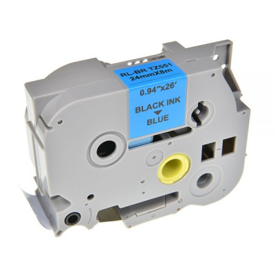 Label printer tape UKRMARK RL-B-T551P-BK/BL, analogue of TZE551. 24 mm x 8 m (CBTZ551)