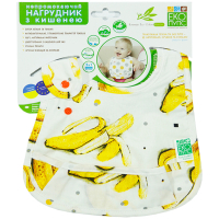 Слинявчик Еко Пупс Eco Cotton Premium 2 непромокаючий з кишенею Банани (EPB-009)