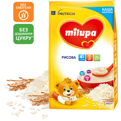 Дитяча каша Milupa Рисова молочна 210г (5900852931178)