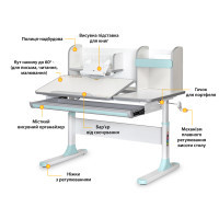 Mealux Vancouver Multicolor Blue desk with shelf (BD-620 W/G MC+BL with shelf)