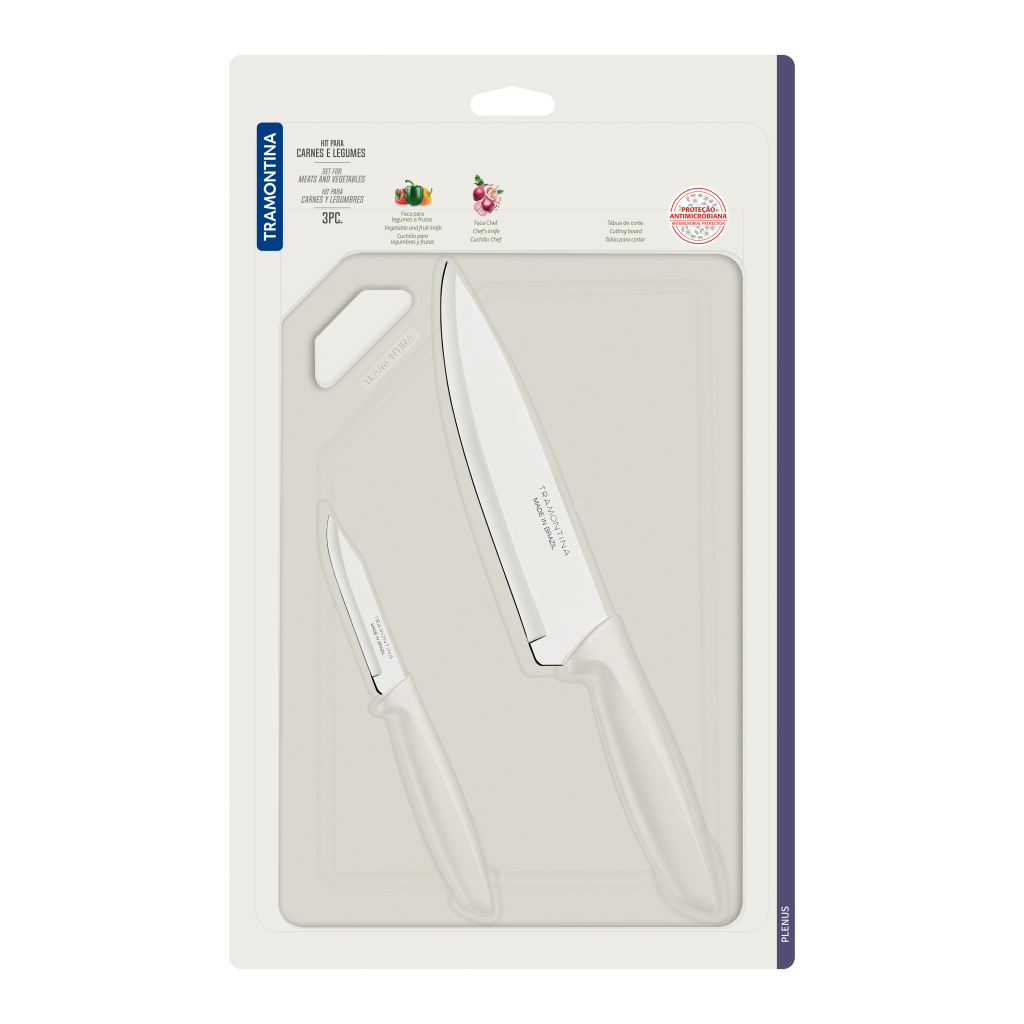 Набір ножів Tramontina Plenus Light Grey 3 предмети (23498/314)
