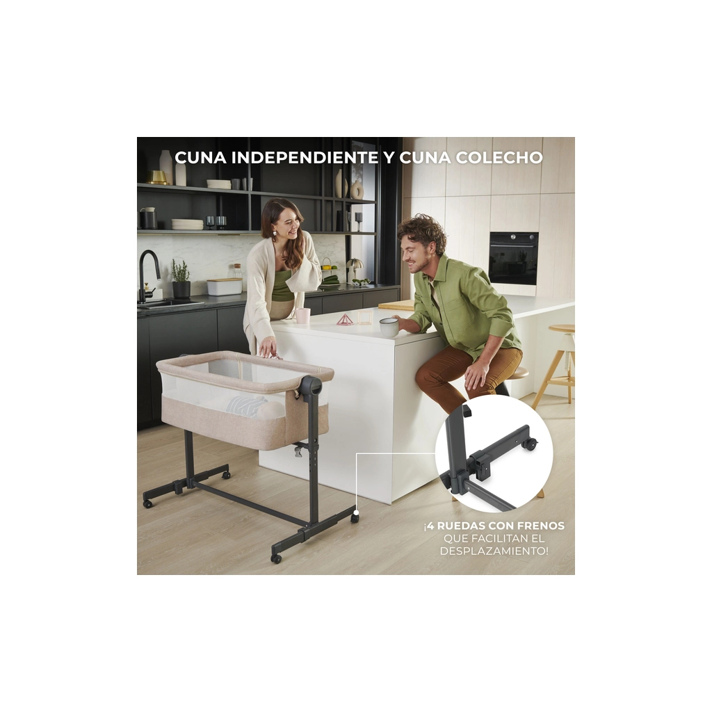 Ліжечко Kinderkraft Приставне ліжечко-люлька Neste Up 2 Light Grey (5902533924523)