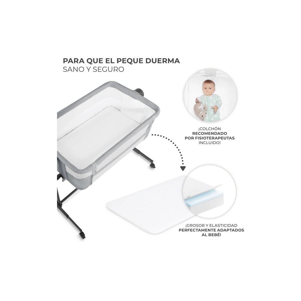 Ліжечко Kinderkraft Приставне ліжечко-люлька Neste Up 2 Light Grey (5902533924523)