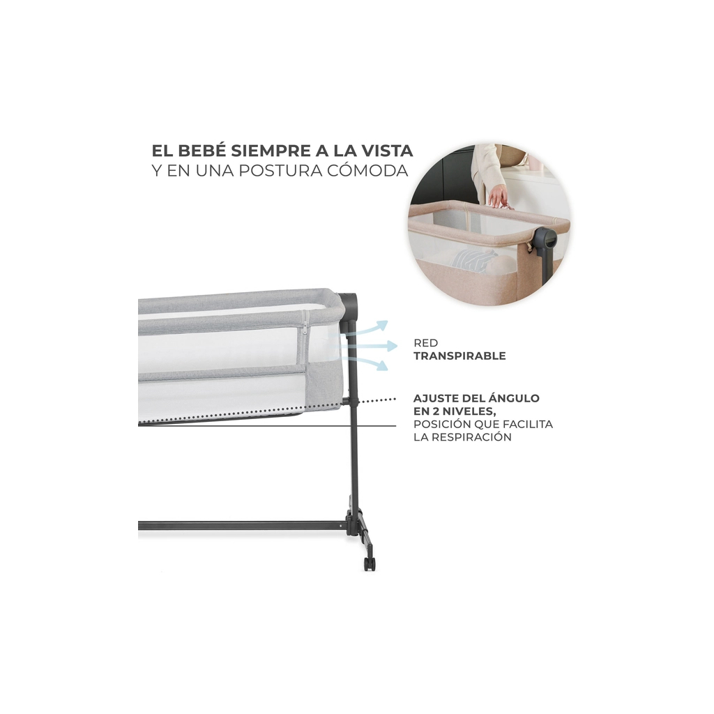 Ліжечко Kinderkraft Приставне ліжечко-люлька Neste Up 2 Light Grey (5902533924523)