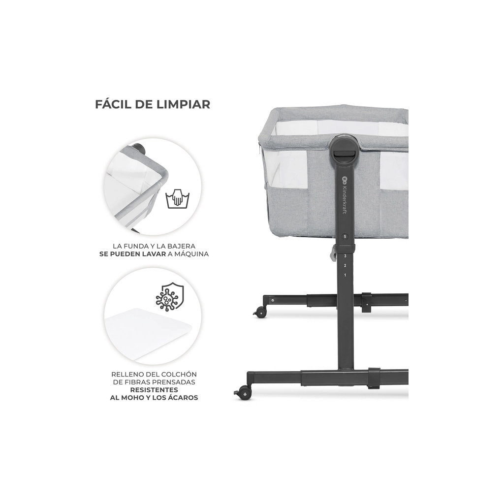 Ліжечко Kinderkraft Приставне ліжечко-люлька Neste Up 2 Light Grey (5902533924523)