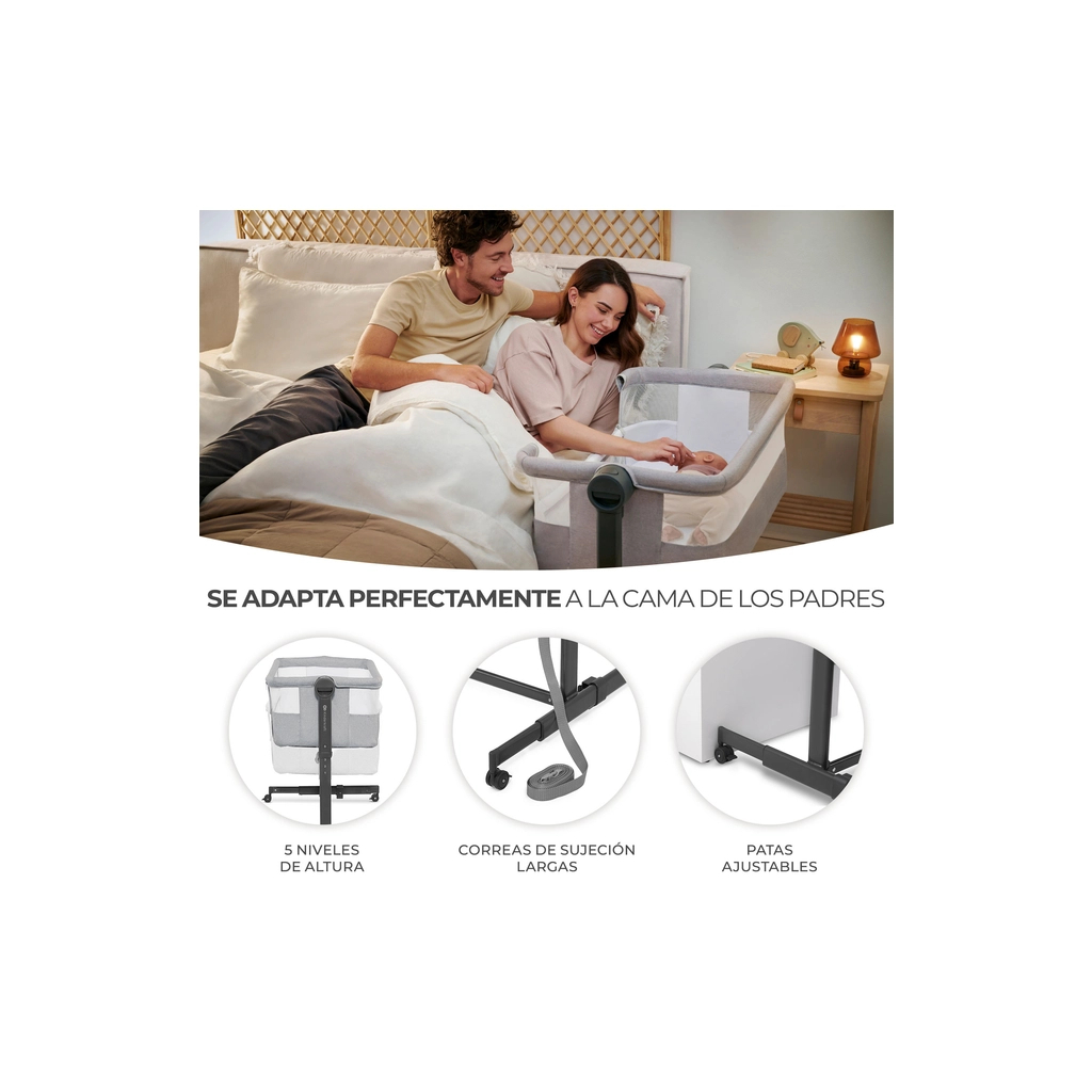 Ліжечко Kinderkraft Приставне ліжечко-люлька Neste Up 2 Light Grey (5902533924523)